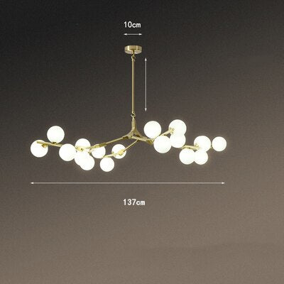 Nordic Tree Branches Led Chandelier Glass Balls Hanging Living Room Decoration Dining Bedroom