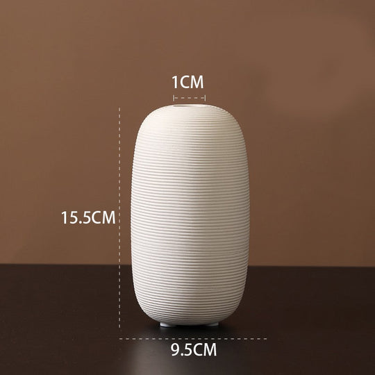 Minimalist Handmade Zen Ceramic Vase: Modern Decorative Art For Living Room And Home White A