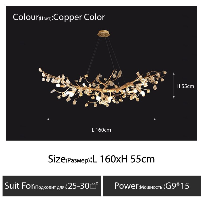 Modern Led Branches Ceiling Chandeliers Glass Crystal Pendant Lamp Handmade Kapok Flower Hanging