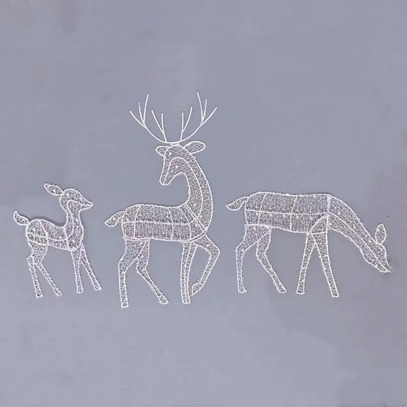 Iron Art Elk Deer Christmas Garden Decoration With Led Light Glowing Glitter Reindeer Xmas Home