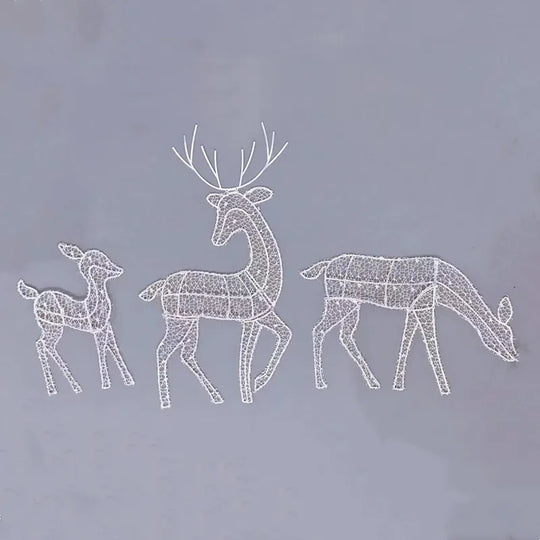 Iron Art Elk Deer Christmas Garden Decoration With Led Light Glowing Glitter Reindeer Xmas Home