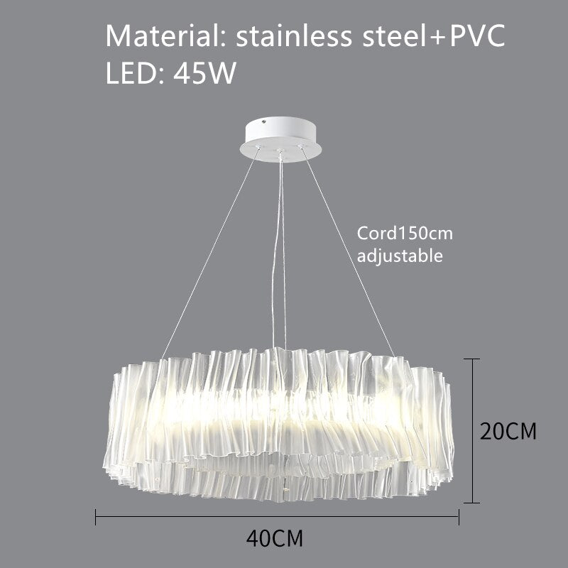 New Design Led Pendant Lights Pvc White Gold Stainless Steel Round Oval Indoor Hanglamp For