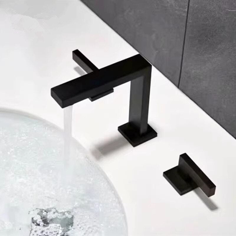 Black Basin Faucet Total Brass Brushed Gold Bathroom Antique Sink Faucets 3 Hole Hot And Cold