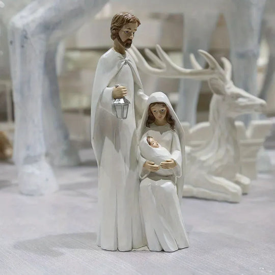 Christmas Holy Family Figurines Piece Nativity Scene Figurine Resin Religious Art Decor Statue