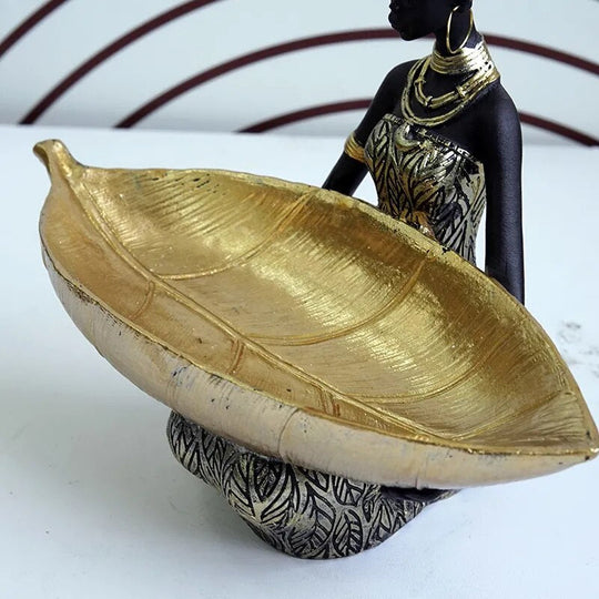 Saakar Resin Exotic Black Woman Storage Figurines Africa Figure Home Desktop Decor Keys Candy
