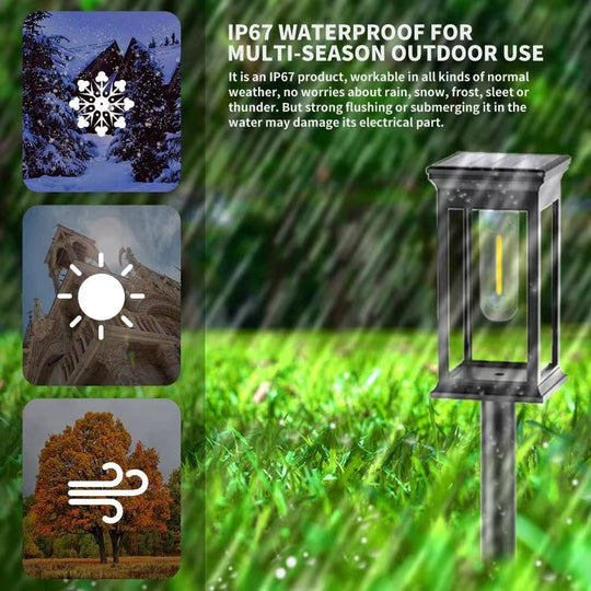 Solar Outdoor Garden Light Waterproof Pathway Tungsten Landscape Warm White Night For Lawn Patio
