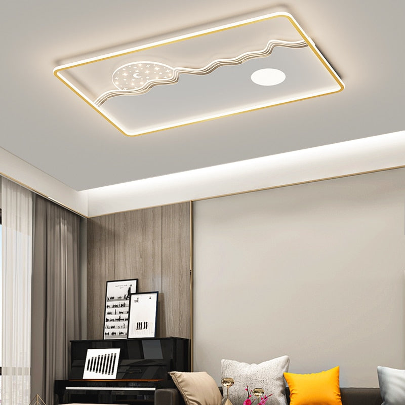 Living Room Ceiling Lights Modern Minimalist Square Round Home Light Luxury Golden Black Bedroom