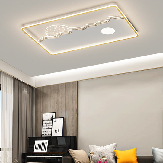 Living Room Ceiling Lights Modern Minimalist Square Round Home Light Luxury Golden Black Bedroom