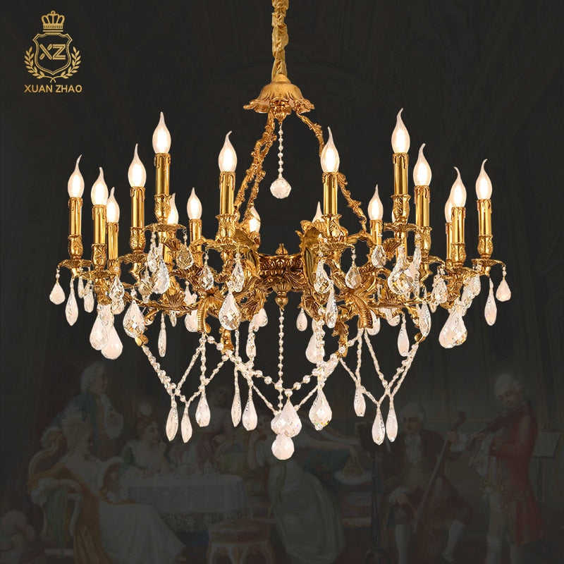 Belmond - French Hotel Lobby Luxury European - Style Full Copper Led Crystal Chandelier Chandelier