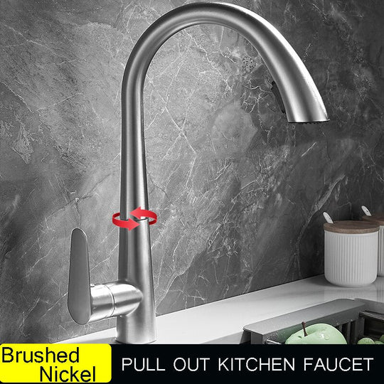 Single Handle Hole Pull Out Spray Brass Kitchen Sink Faucet Mixer Cold Hot Water Taps Torneira