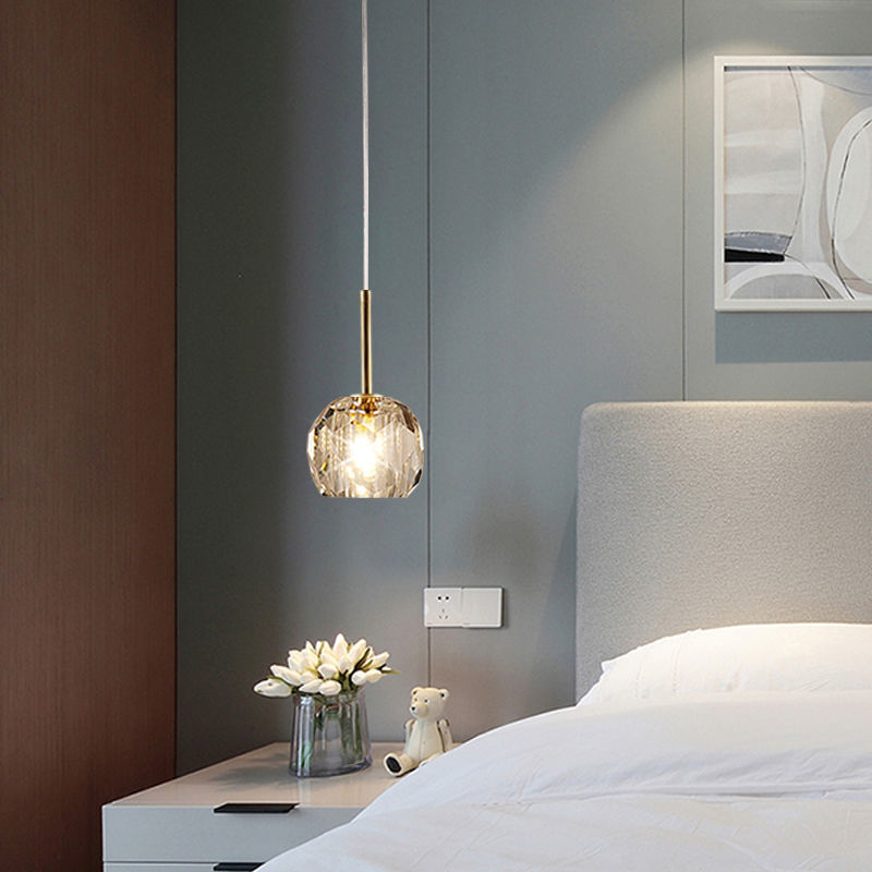 Nordic Crystal Hanging Light Bedroom Bedside Chandelier For Dining Room Living Fixture Pendant