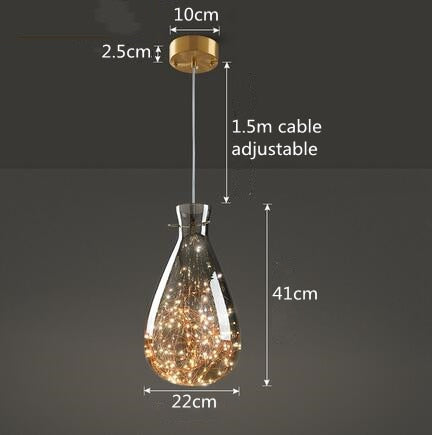 Creative Led Glass Lamp Store Cafe Dining Room Kitchen Table Decor Pendant Lights Modern Indoor