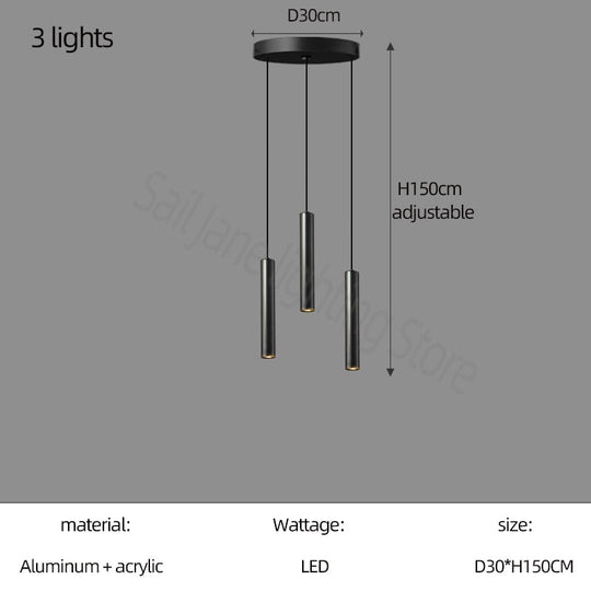 Cylindrical Long Pendant Lamp Nordic Modern Living Room Designer Loft Simple Kitchen Bedroom Bar