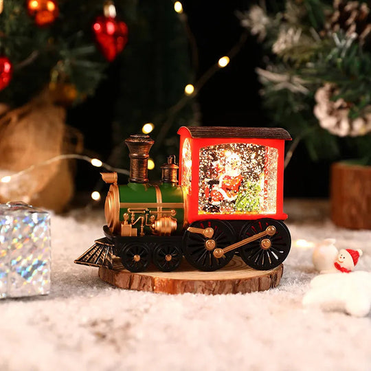 Santa Claus Snowman Christmas Gift Eve Music Box Train Crystal Ball Ornaments Table Decoration