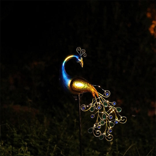 Solar Peacock Lights Outdoor Led Light Metal Statues Figurine Lawn Landscape For Yard Path Garden