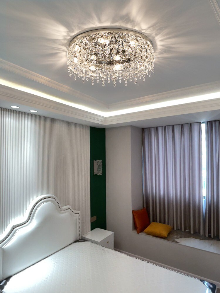 Contemporary Crystal Led Ceiling Chandelier For Living Room Bedroom Kitchen And Dining Areas Light