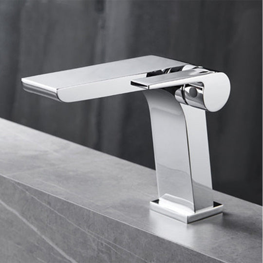Gun Grey Basin Faucet Brass Bathroom Waterfall Hot And Cold Water Mixer Tap Single Handle Crane