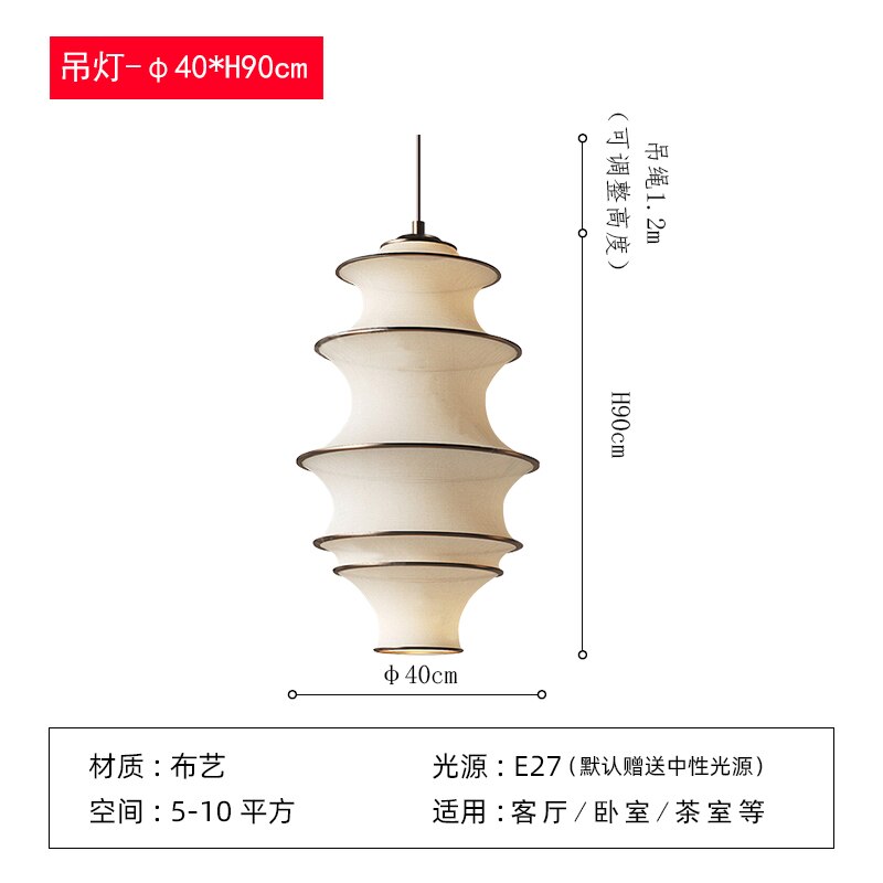 Japanese Design Wabi - Sabi Fabric Pendant Lights Led E27 Home Decor Loft Living Room Bedroom