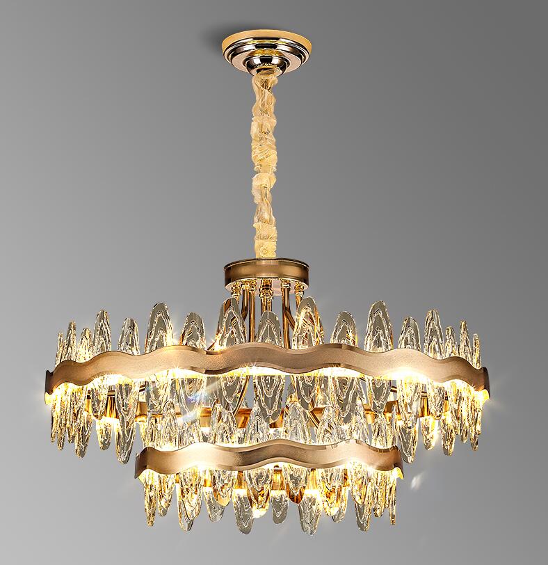 Living Room Luxury Crystal Chandeliers Modern Island Lighting Golden Lobby Decorative Lights