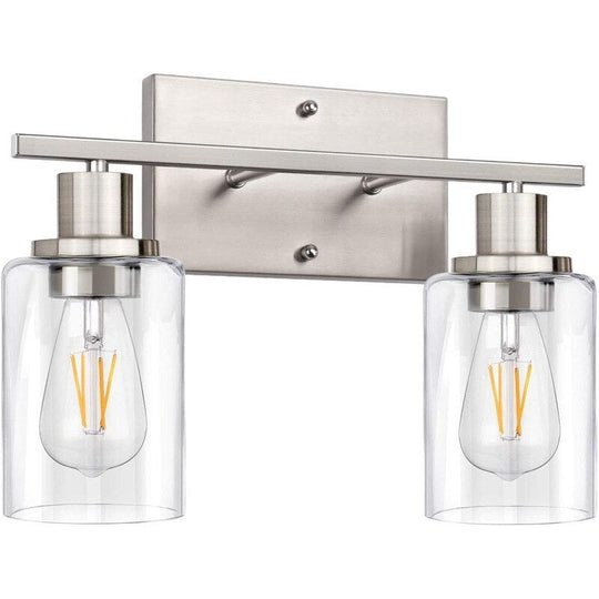 2 - Light Bathroom Vanity Light Fixtures Vintage Industrial Metal Glass Sconces Matte Black Wall
