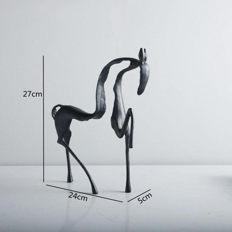 Simple Creative Metal Hollow Out Horse Desktop Ornament Animal Sculpture Living Room Decoration