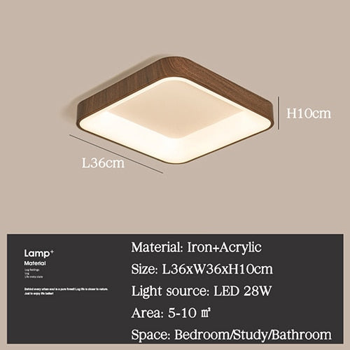 Led Ceiling Lamp For Living Room Bedroom Imitation Wood Grain Light Round Rectangle Square Decor