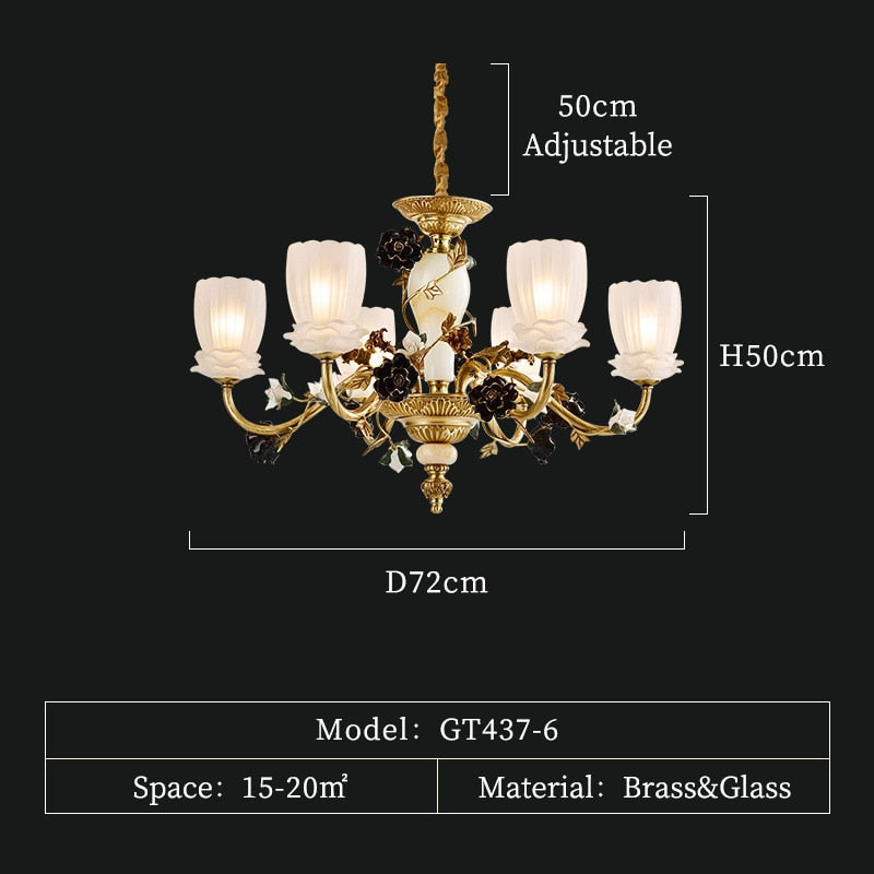 Mirage - European Luxury Brass E14 Pendant Lamp Glass Light Lighting For Living And Dining Room