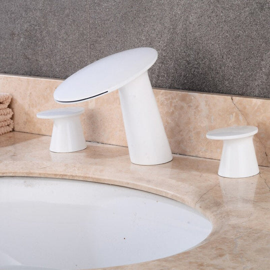 Basin Mixer Waterfll Faucet Bathroom Sink Faucets Brushed Gold Brass 3 Holes Double Handle