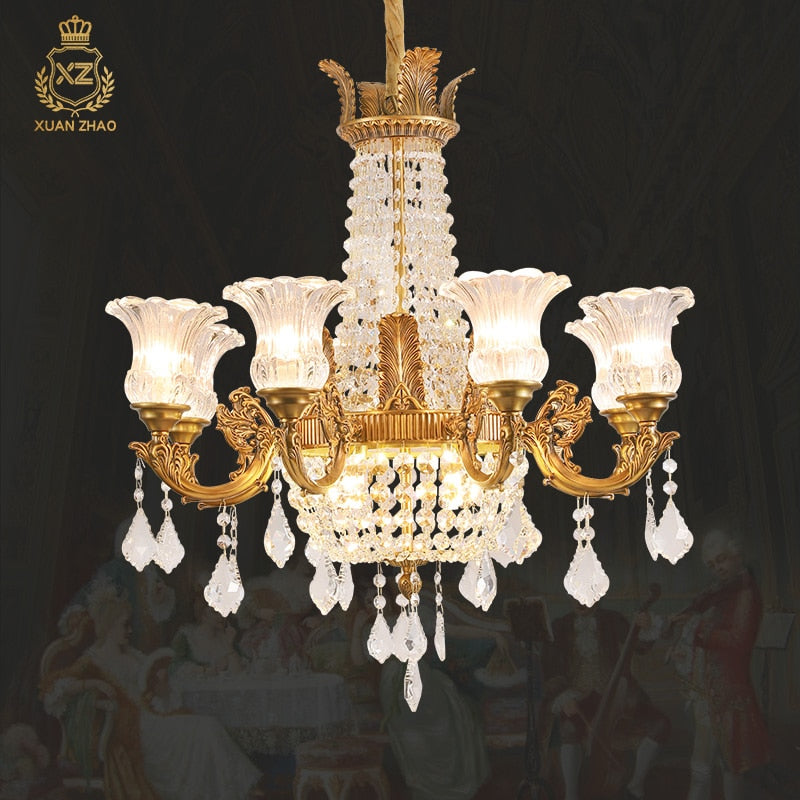 Palazzo - European Style Luxury Golden Brass Crystal Decoration Pendant Lamp For Hotel And Home