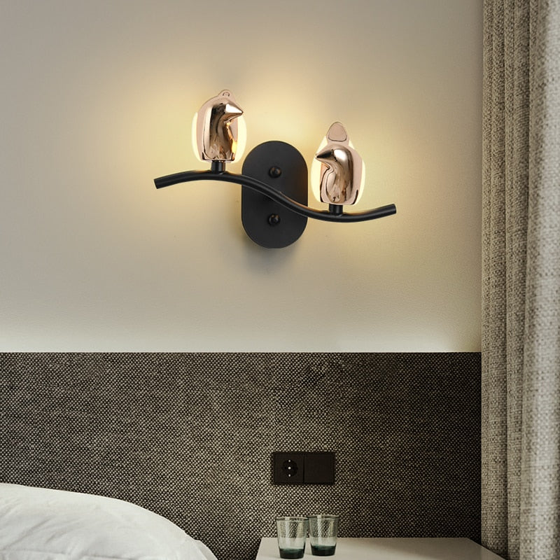 Modern Hallway Stair Led Pendant Lamp Light Creative Mounted Bird Wall Sconce Bedroom Bedside