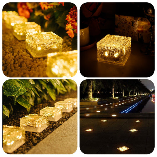 4Pcs Solar Led Lights Outdoor Decor Lawn Lamp Brick Light Sunlight For Landscape Pathway Garden