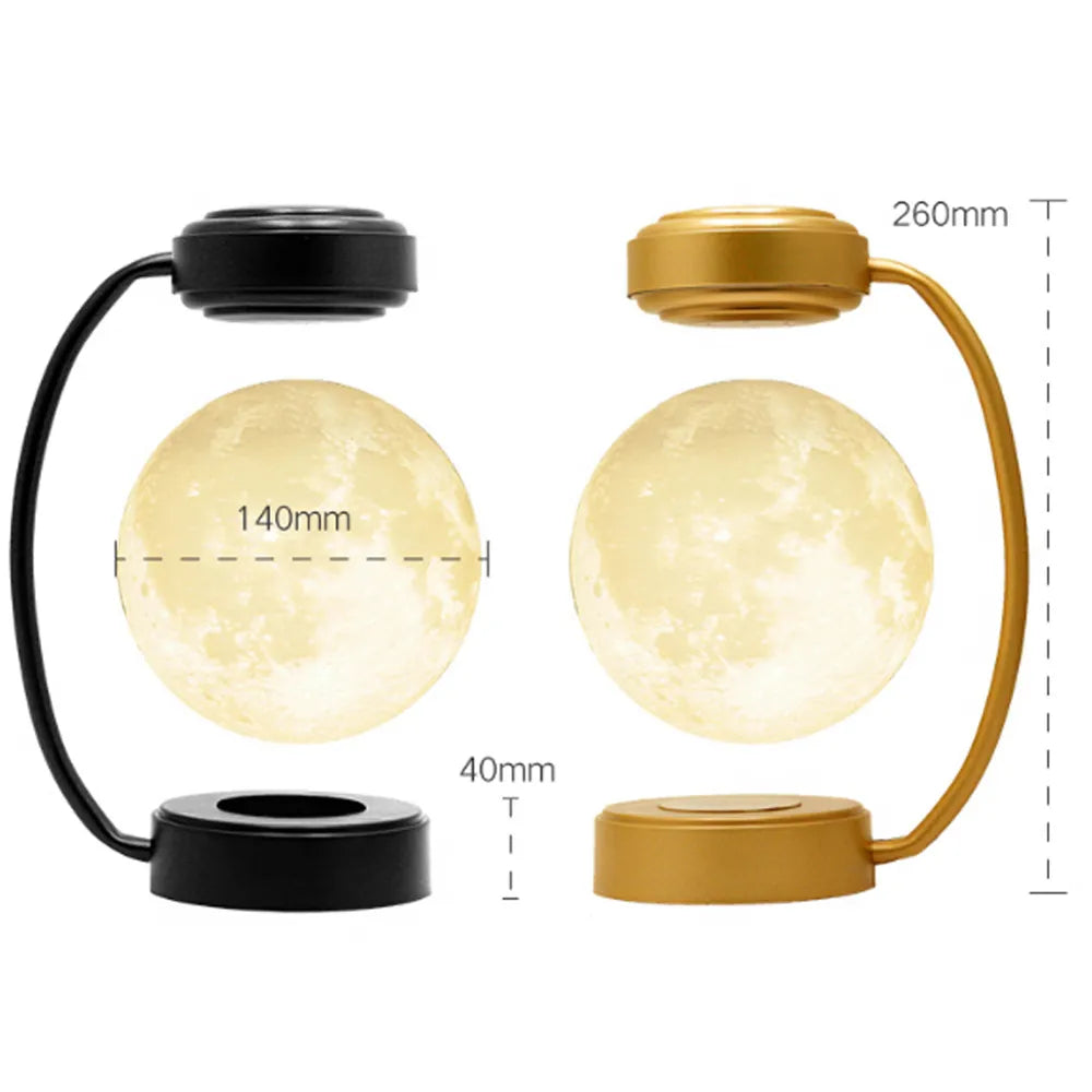 3D Magnetic Levitating Moon Lamp Led Night Light Rotating Wireless Three Colors Floating For