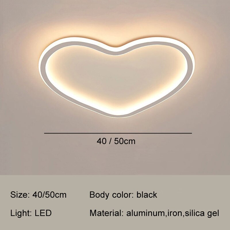 Princess Heart Led Modern Ceiling Lamps Dimmable Children Room Living Bedroom Lighting Wedding