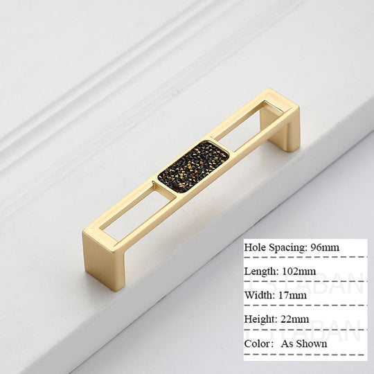 Zinc Alloy Gold Diamond Cabinet Knobs Kitchen Door Handles Drawer Cupboard Handle For Furniture