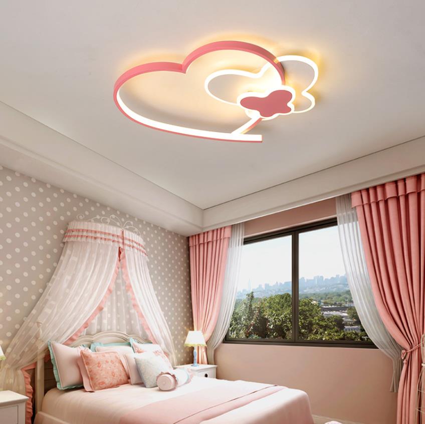 Modern Nordic Design Acrylic Led Ceiling Lights Pink Heart Indoor Lighting Lamps For Children Room