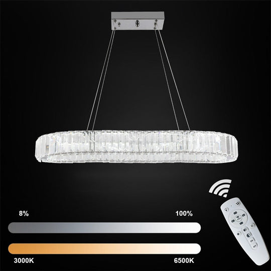 Crystal Oval Design Led Chandelier Modern Large Pendant Hanging Light Fixtures For Living Room