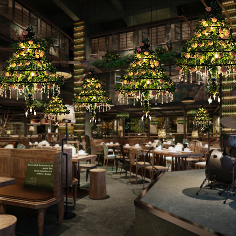 Simulation Christmas Tree Green Plant Pendant Light Theme Restaurant Party Banquet Hall Decoration