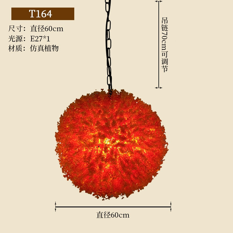 Simulation Green Plant Ball Chandelier Theme Pub Restaurant Net Red With The Same Decoration