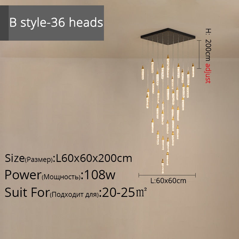 Duplex Stair Long Chandeliers High - Rise Apartment Rotating Jump - Storey Loft Ceiling Decoration