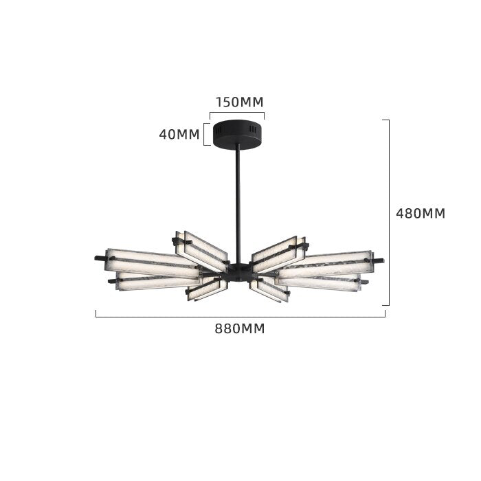 Minimal All - Copper Living Room Main Chandelier Light Luxury High - End Glass Dining Windmill Lamp