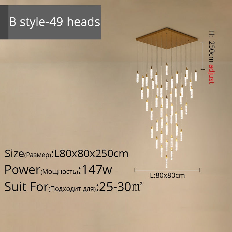 Duplex Stair Long Chandeliers High - Rise Apartment Rotating Jump - Storey Loft Ceiling Decoration