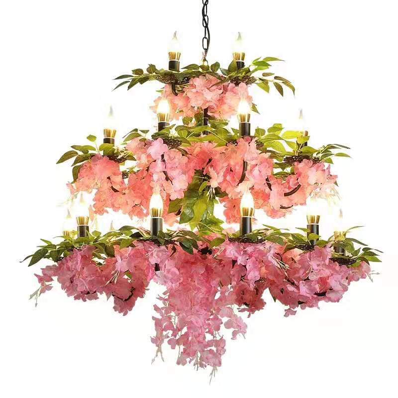 Romantic Warm Flower Restaurant Chandelier Net Red Music Dining Bar Retro Industrial Style Front