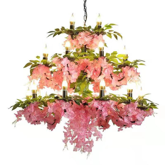 Romantic Warm Flower Restaurant Chandelier Net Red Music Dining Bar Retro Industrial Style Front