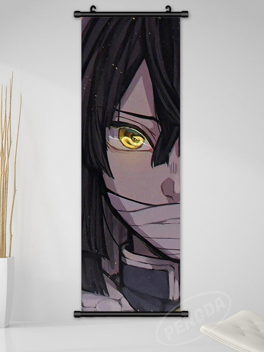Demon Slayer Anime Scroll Art - Rengoku Kyoujurou Canvas Poster For Home Decor 25X75Cm / Light Grey
