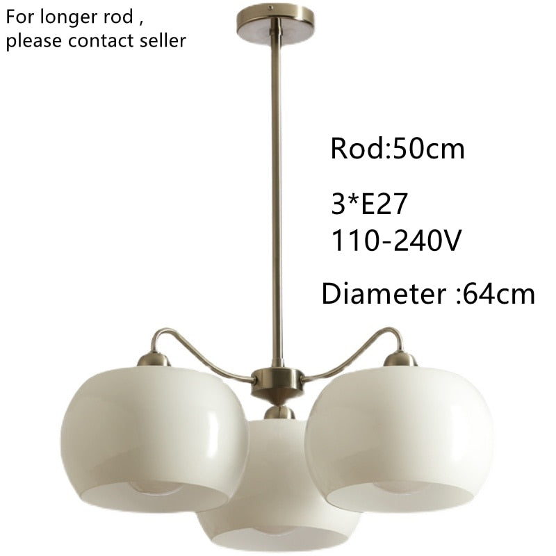 New Modern Korean Popular Shiny White Glass 3 Lights 5 France Nordic Kitchen Living Room Hotel