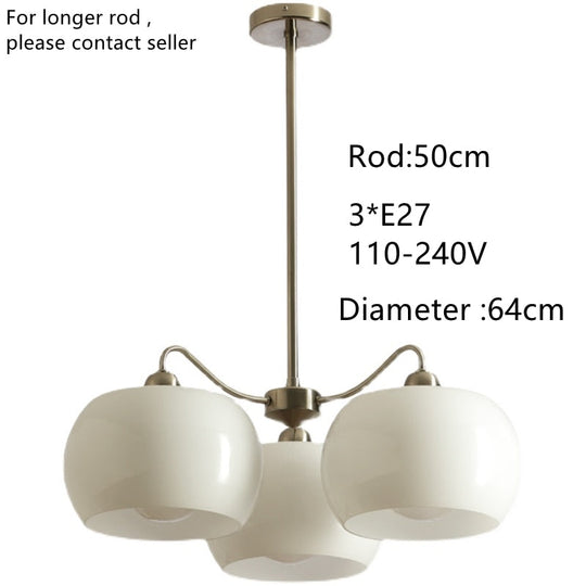 New Modern Korean Popular Shiny White Glass 3 Lights 5 France Nordic Kitchen Living Room Hotel