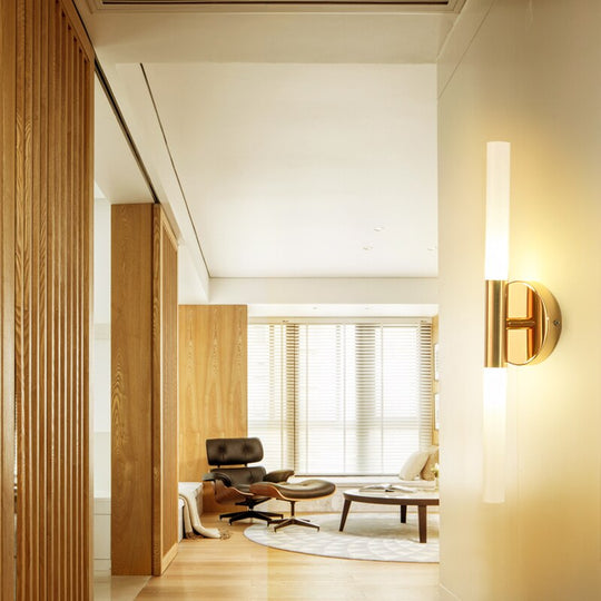 Nordic Led Golden Vanity Lamp Iron Acrylic Mirror Front Bedroom Bathroom Make Up Wall Light Living