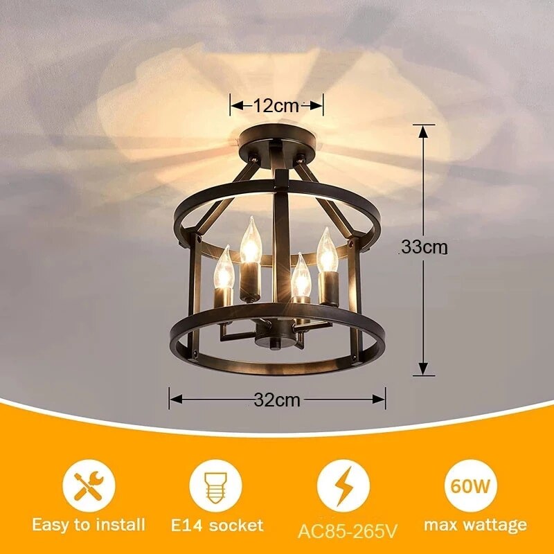 Retro American Vintage Chandelier Ceiling Light Farmhouse Living Room Dining Porch Lamp Kitchen