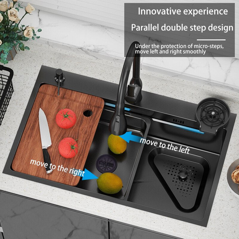 304 Stainless Steel Kitchen Sink Home Wash Basin Under The Counter Large Single - Slot With Faucet