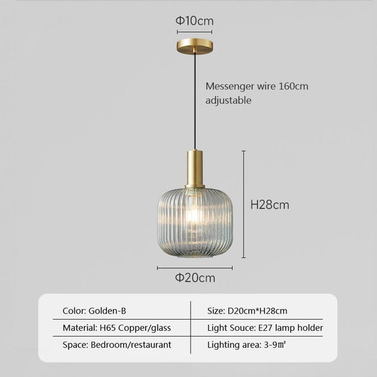 Nordic Glass Pendant Lights Retro Restaurant Creative Living Room Lamp Simple Bedside Lamp Led E27